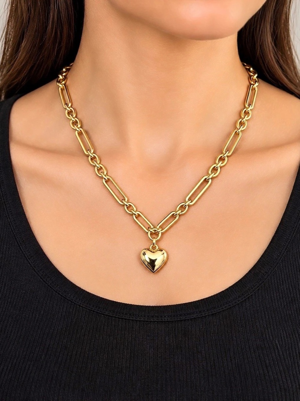 NWT House of Harlow 1960 Gold-Tone Heart Link Chain Necklace